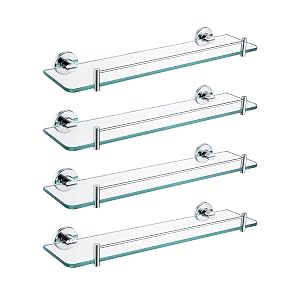 TOMYEUS Shower Caddy Bathroom Shelf Wall-Mounted Glass Set Shelves for Bathroom Stand Bathroom Hardware Sets Bath Accessories Set