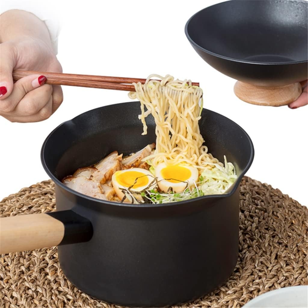 Cookware Set Pan Non Stick Cooking Pot Kitchen Dining Bar Induction Cooker (Color : Black, Size : 2pcs b) (Black 2pcs b)