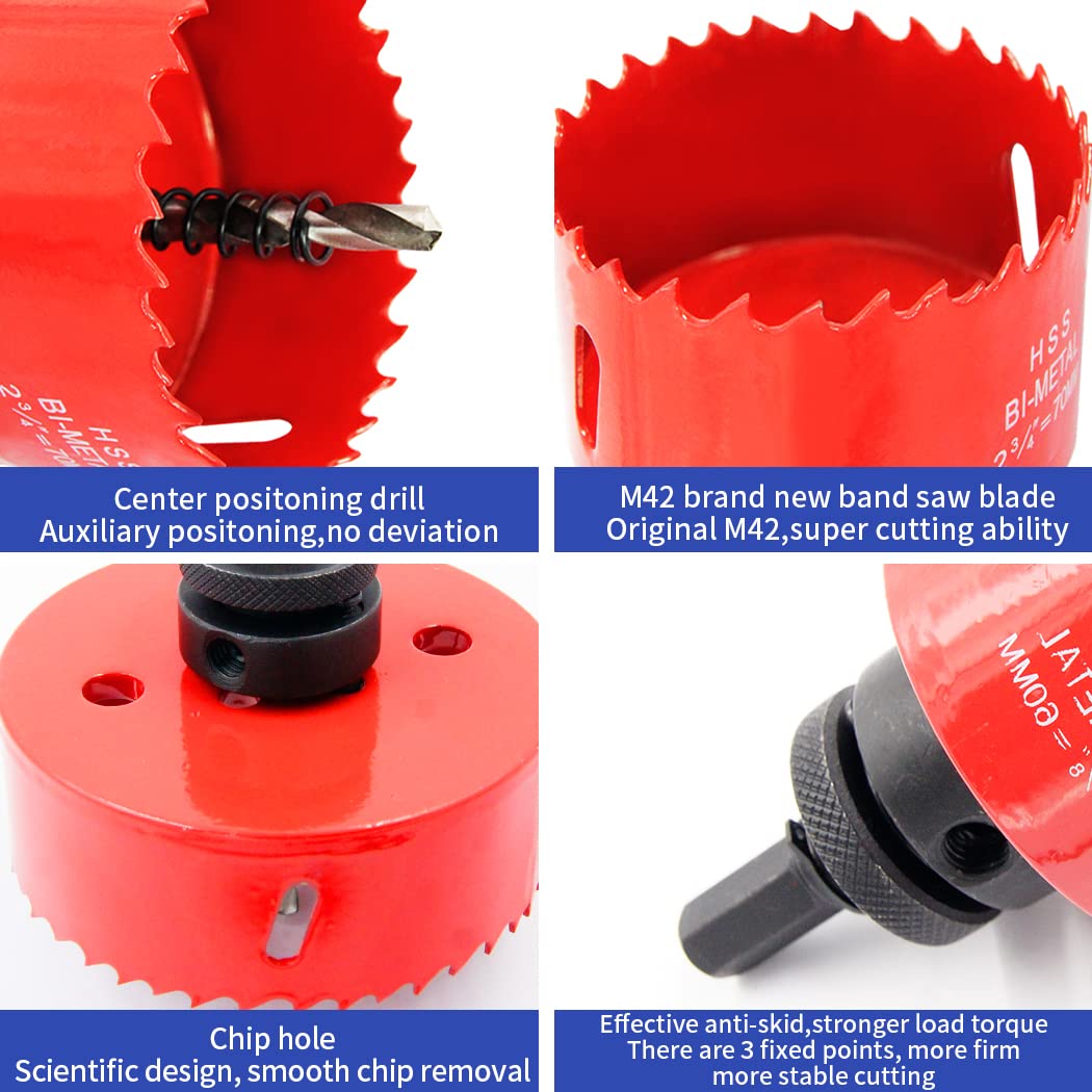85mm Hole Saw,Drill Bit,LAIWEI Heavy Duty Mandrel Hole Cutter for Drilling Wood, Aluminum Profile, PVC and Other Materials(3-11/32")