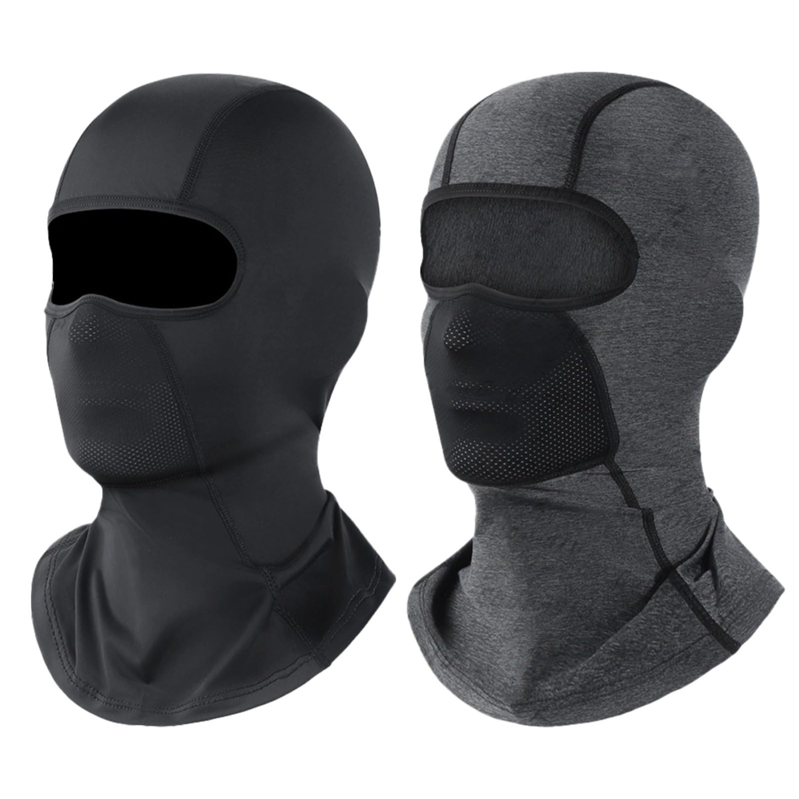 Cooling Ice Silk Balaclava Face Masks, 2-Pack Neck Gaiter Set For Outdoor Sports & Motorcycle, Black & Dark Grey