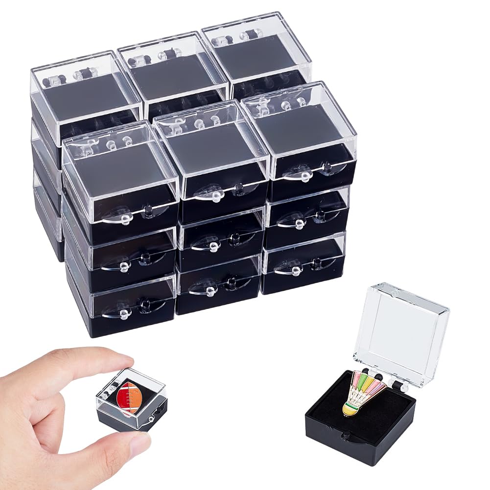 Boîtes cadeau carrées noires pour bijoux badges et pierres précieuses 2.8cm NBEADS