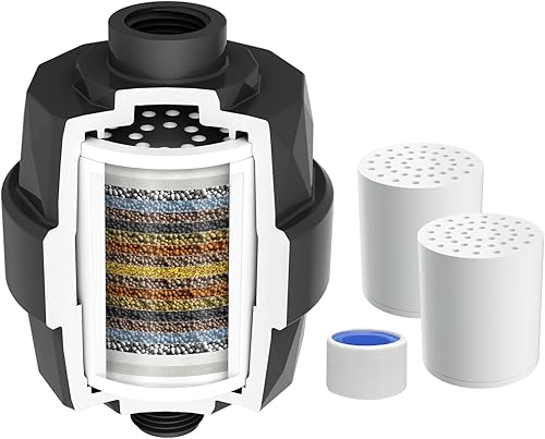 Miniatura 13 de Hibbent Filtro de ducha para agua dura, filtro de cabezal de ducha de alto rendimiento para eliminar el cloro y el fluoruro, filtro de regadera de