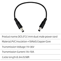 Vista 6 de Cable de extensión macho a macho de 0.217 x 0.083 in, 12 V, 18 AWG macho a macho, cable de extensión de 12 V de alimentación de emergencia 5521