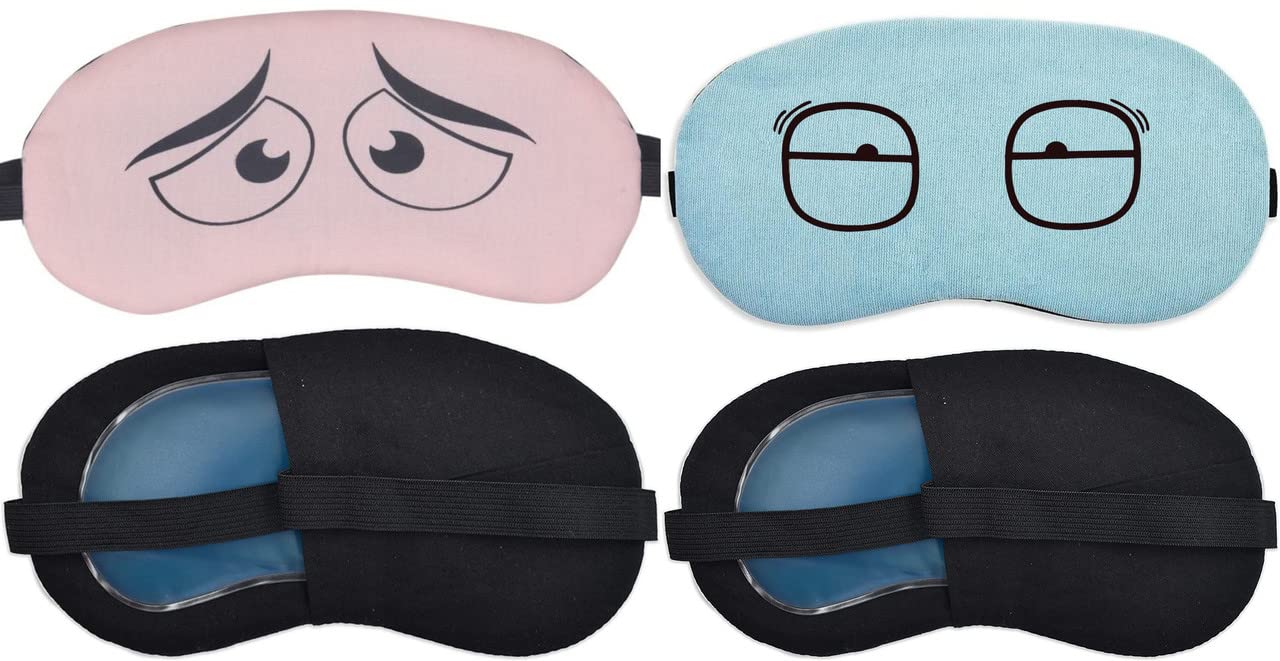 soneev mart Fabric Eye Mask For Sleeping Men Women With Cooling Gel For Night Deep Sleep, Dark Circles, Puffy Eye's, Dry Eyes And Eye Fatigue (Pink-Cat, Blue-Square)-picture-32
