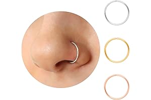 Thin Nose Rings Hoops for Women Men, Sterling Silver Tiny Small Nose...
