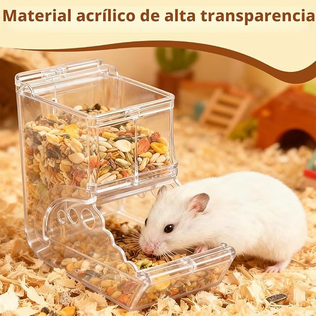 Foto 2 de 7 de Comedero automático para hámster de 300 ml/400 ml, estación de alimentación Transparente para hámsteres