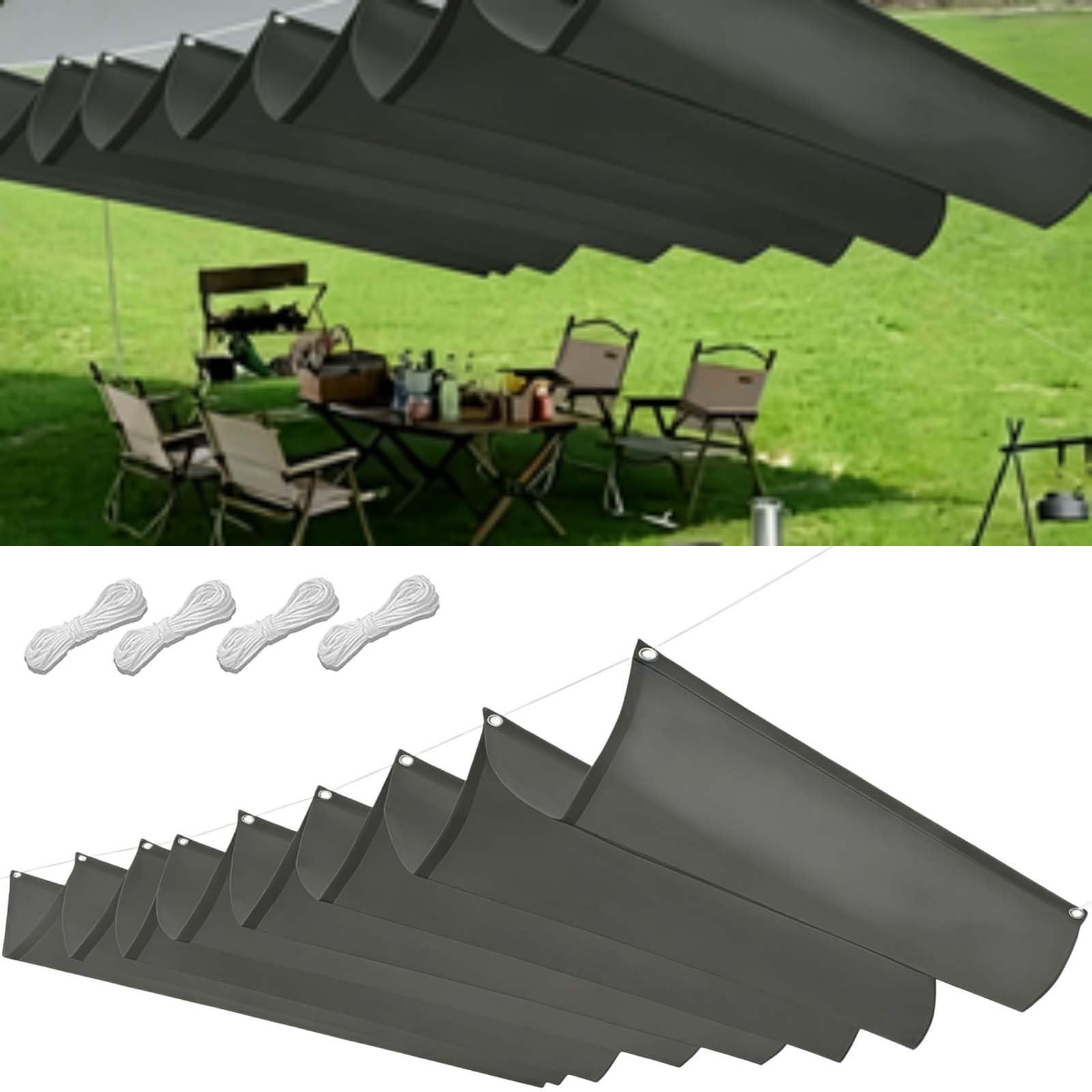 Wodoodporny Żagiel Przeciwsłoneczny 140 x 220 cm Regulowany Na Zamówienie Wodoodporna Pergola Zewnętrzna Z Oczkami I Sznurkiem Do Ogrodu Zewnętrznego, Patio, Trawnika, Jasny szary