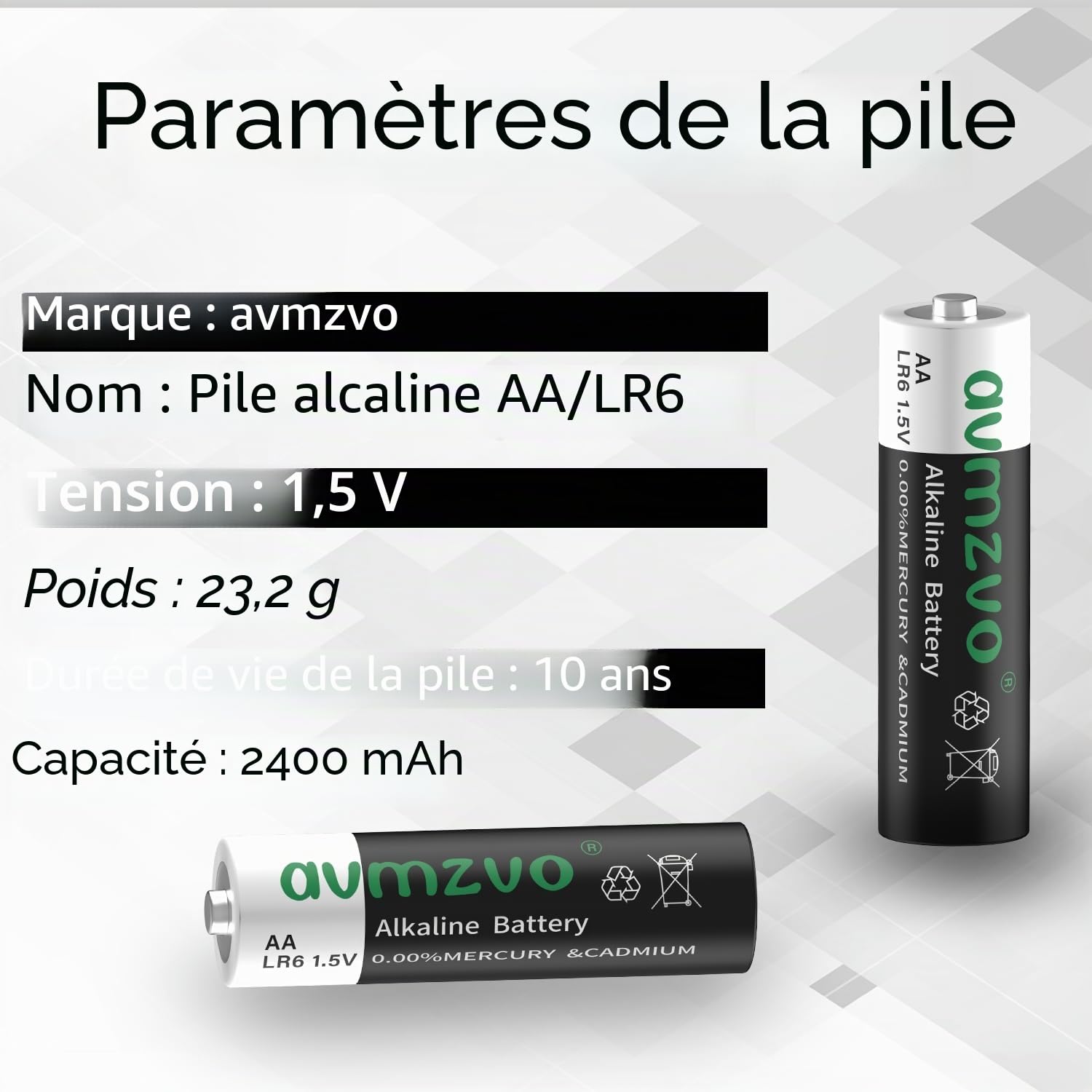 Piles AA LR6 1,5 V, Lot de 400, puissantes, alcalines, Longue durée, Puissance Durable, Peut être utilisé pour Les Jouets, Les réveils et Autres appareils électroniques