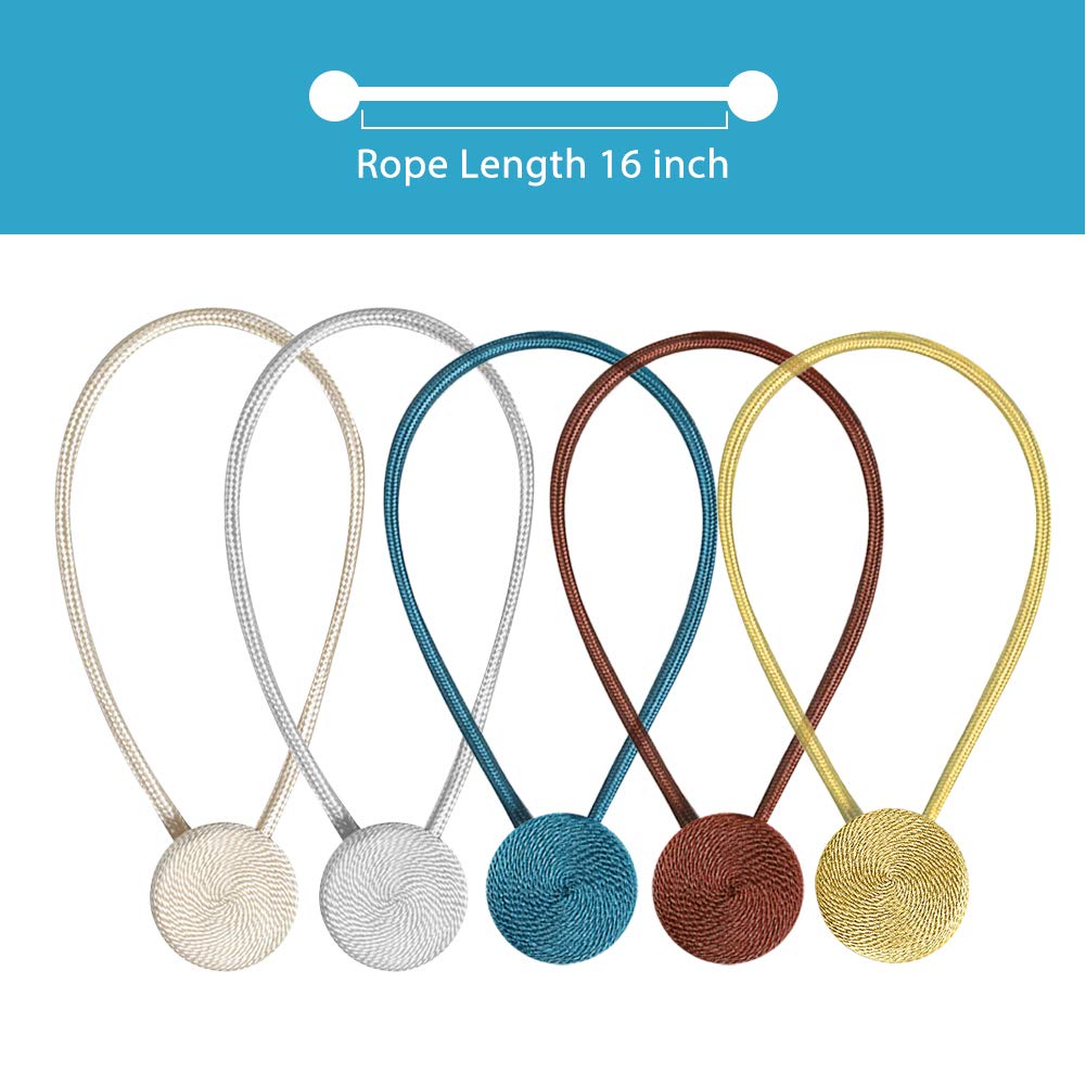 Lot De 2 Embrasses De Rideaux Magnétiques Dorées - 40,6 Cm - Corde Décorative Moderne Pour Rideaux Fins Et Transparents