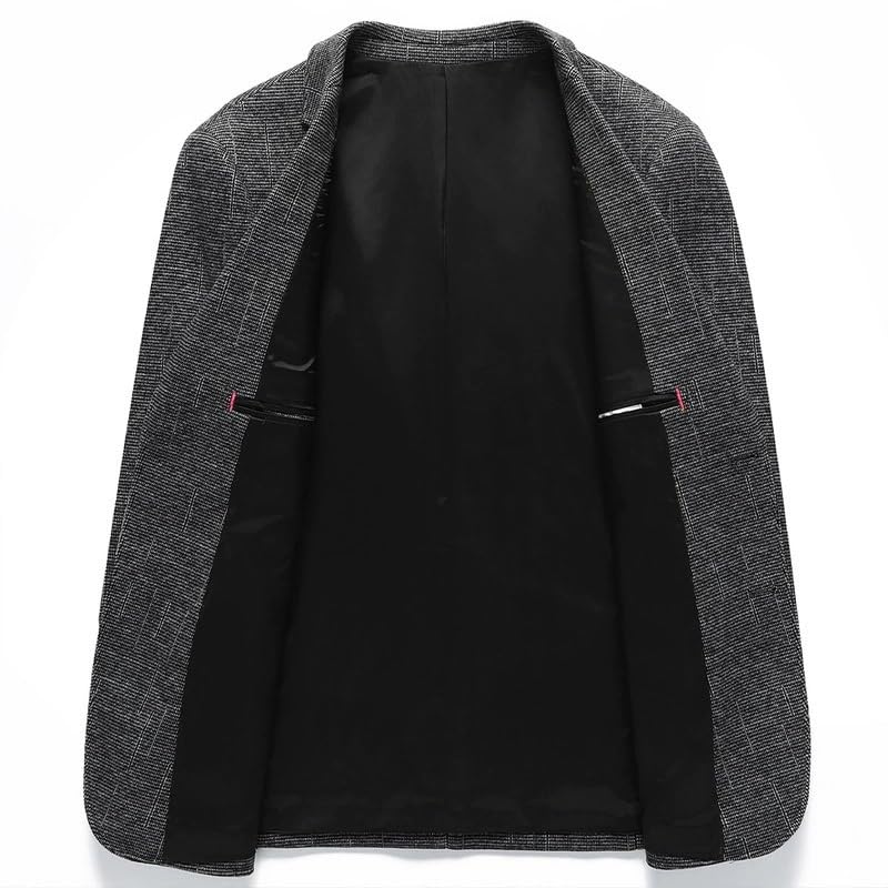 Men's Gray Casual Blazer Classic Fit Two Button Sport Coat Notch Lapel Suit Jacket3