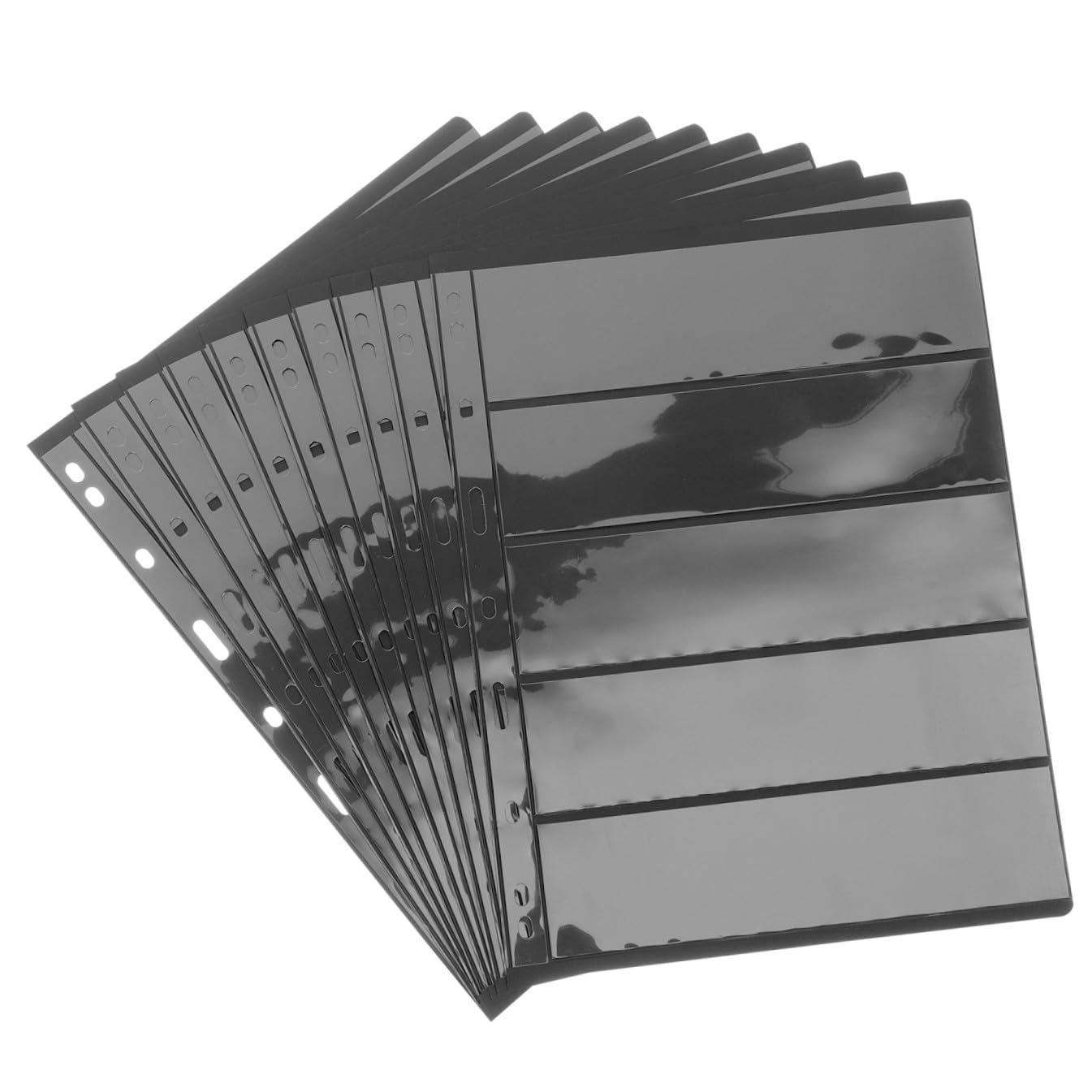 Álbum de sellos con 10 hojas de PET negro para organizar filatelia y postales