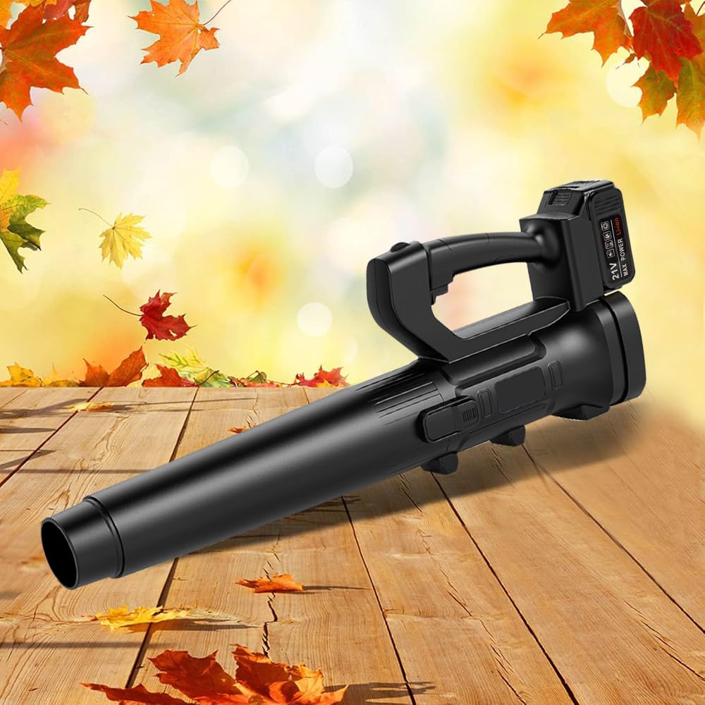 Soplador eléctrico de hojas, 6 velocidades, potencia de succión 708 m³/h, aspirador trituradora para hojas, hojas caídas, polvo, nieve (no cargador, negro)