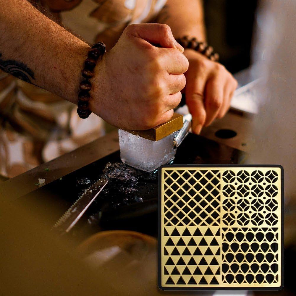 Bandeja para Estampar Hielo, Impresora De Cubitos De Hielo De Latón, Moldes De Hielo para Cócteles De Whisky, Accesorios De Barman para Estampar Cubitos De Hielo