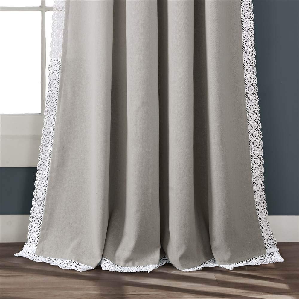 Lush Decor Rosalie - Cortinas de Ventana de Estilo rústico para salón, Comedor, Dormitorio (par), 304 x 137 cm, Gris Claro, 304 x 137 cm