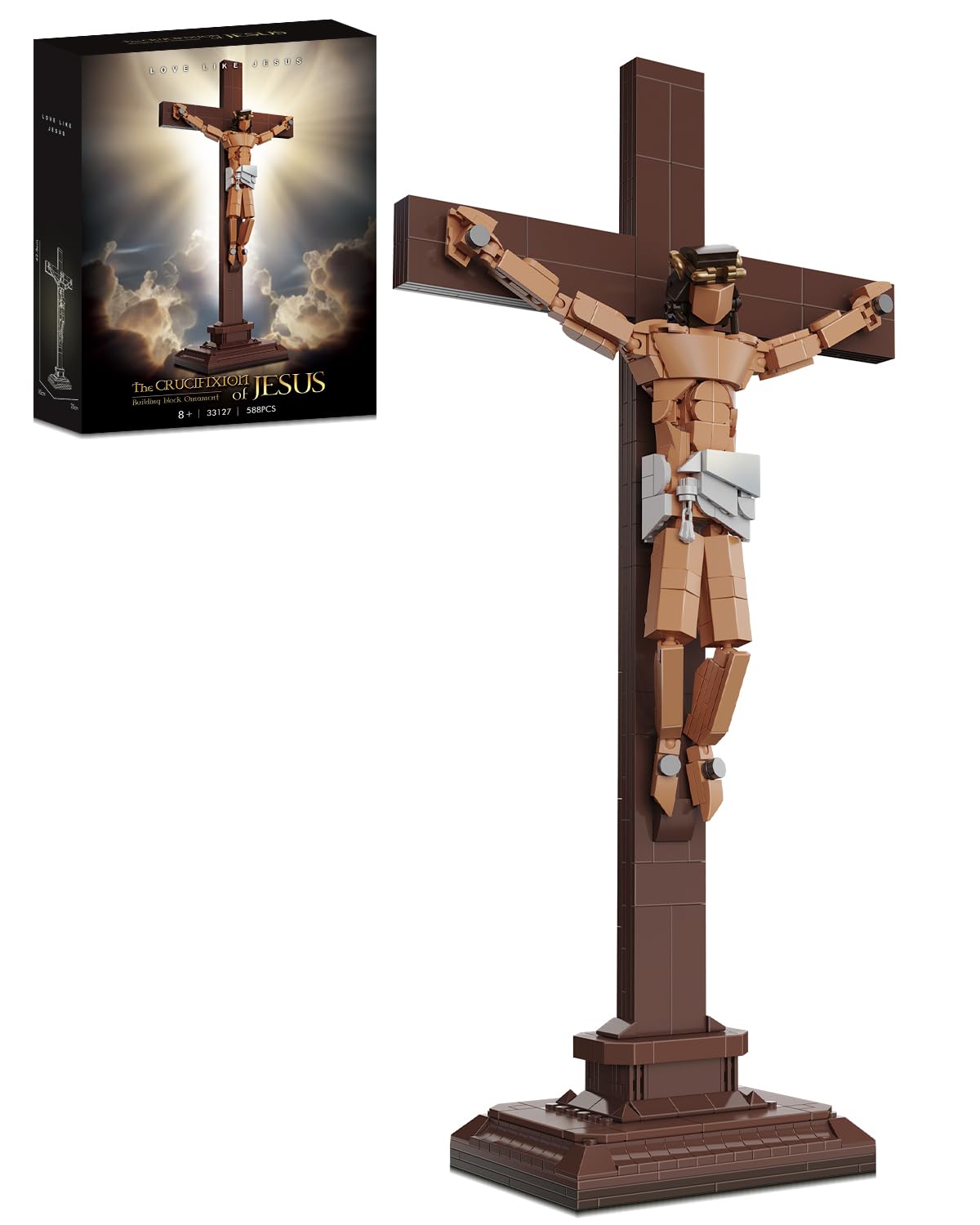 Jesus Crucifixion Building Blocks Set, Compatible Lego Religious Christian Toy Gift for Adults & Kids, Bible Story Model for Home Church Office Decor, 588 PCS
