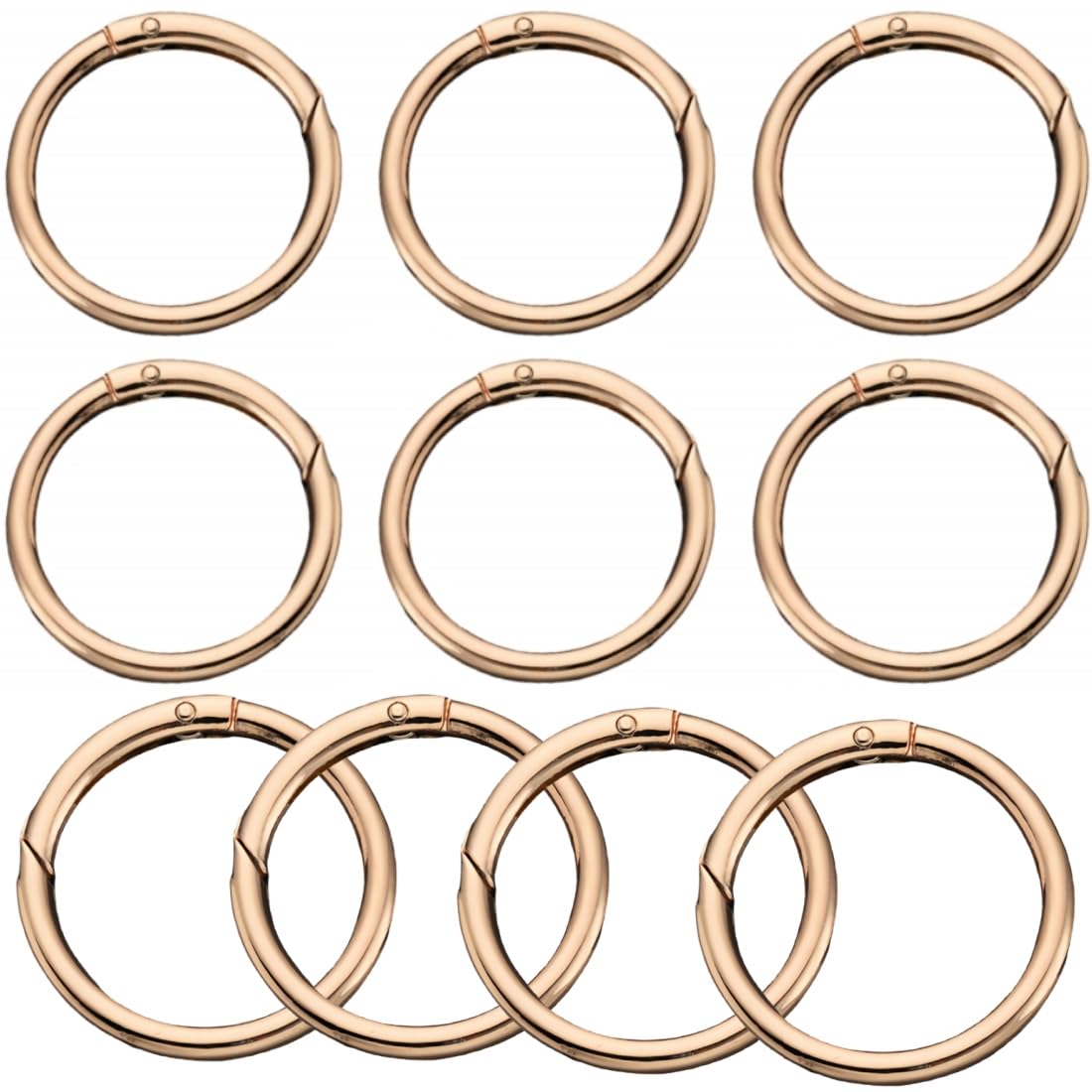 Trigger Spring O Rings Round Carabiner Clip Snap for Keyrings Buckle, Bags,Purses 10 Pack (Gold)