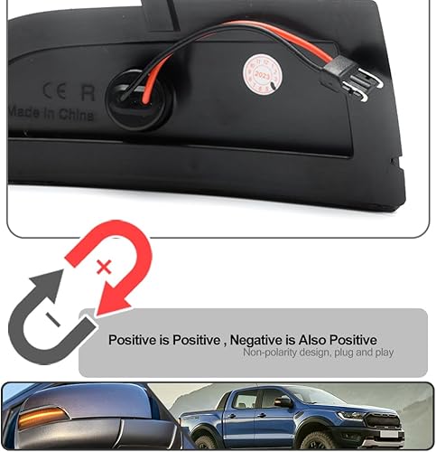 Miniatura 4 de 2 luces LED de marcador de espejo lateral dinámico secuencial ámbar para Ford Ranger Lariat 2019 2020 2021 2022 2023 intermitente lateral