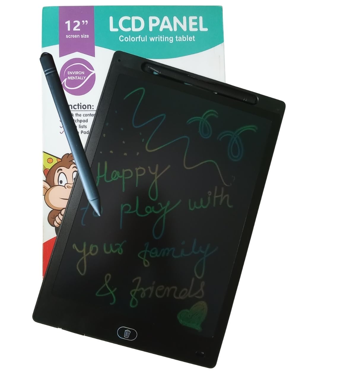 LCD Writing Tablet 12 Inch I Magic Slate board With Digital Writing Pad & Pen I Re-Write, Erasable & Reusable Ruffpad for Drawing, Playing, Handwriting, Gifts for Kids 3-12 Year, (Black)-image-20