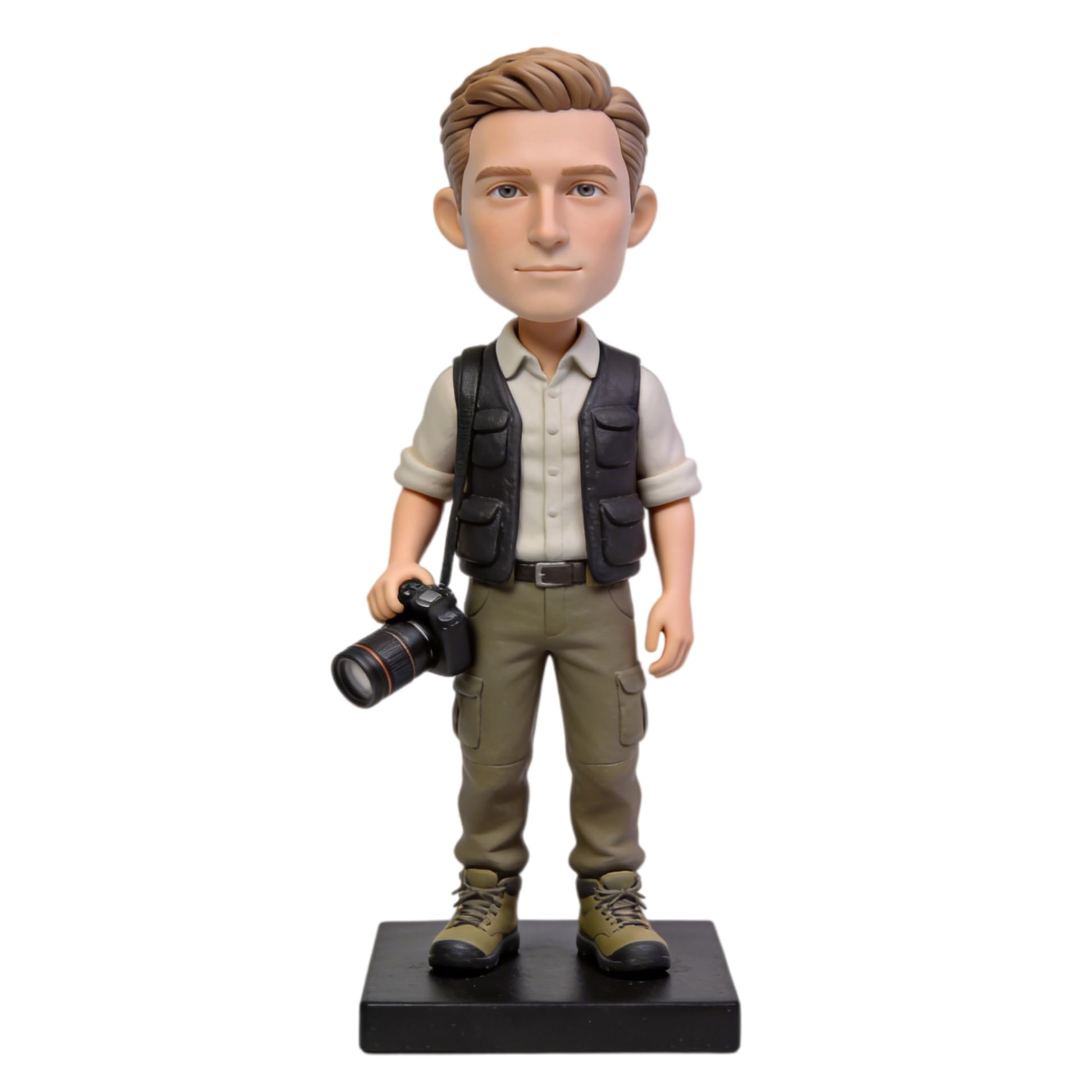 Figura 3D personalizada Bobblehead de foto Bobbleheads masculino fotógrafo figura temática de fotografía coleccionable, escultura personalizada, regalos para fotógrafos, hogar, oficina