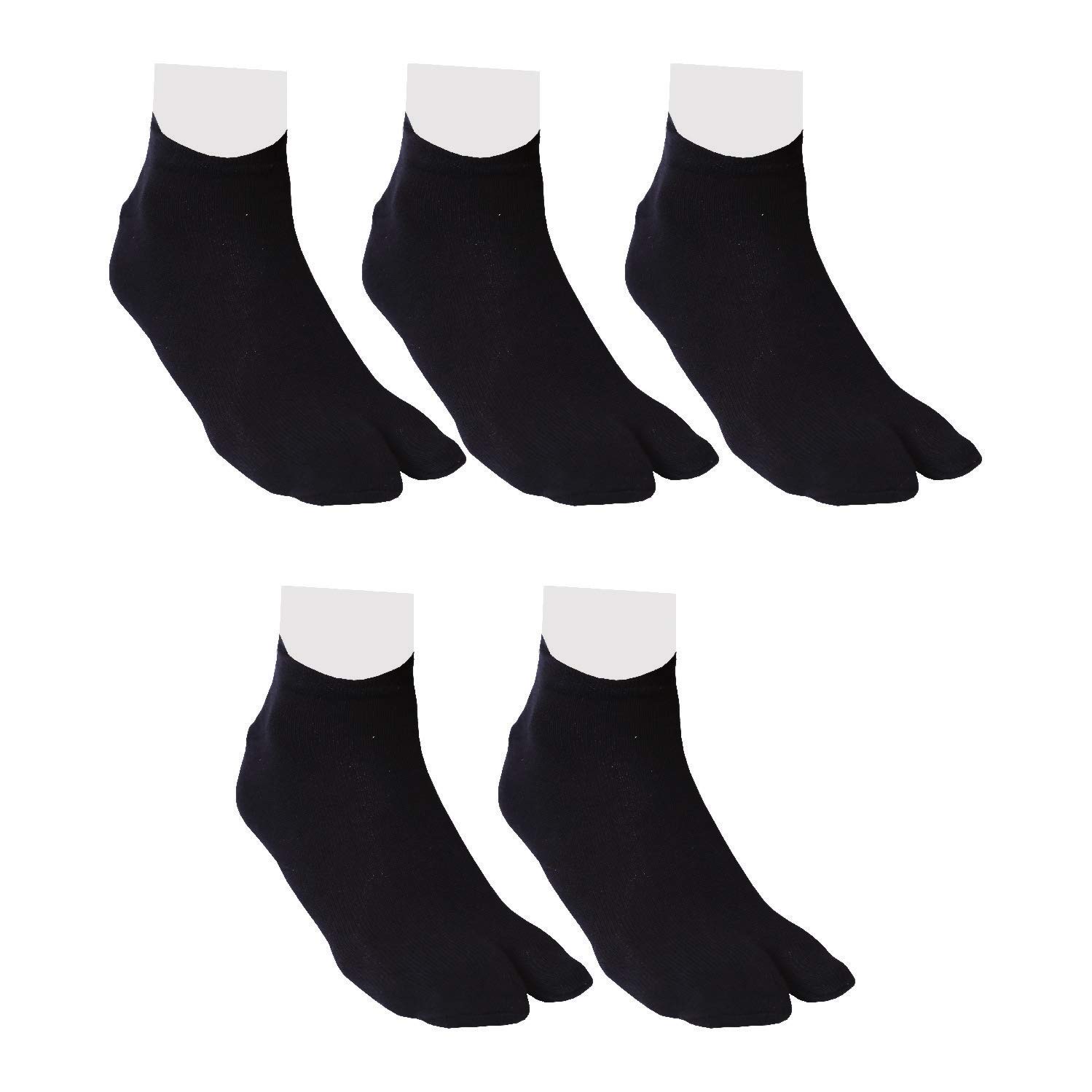 Soft and Durable Combed Cotton Ankle Length Toe socks for Women's, Pair of 5 Women – Free Size-image-2