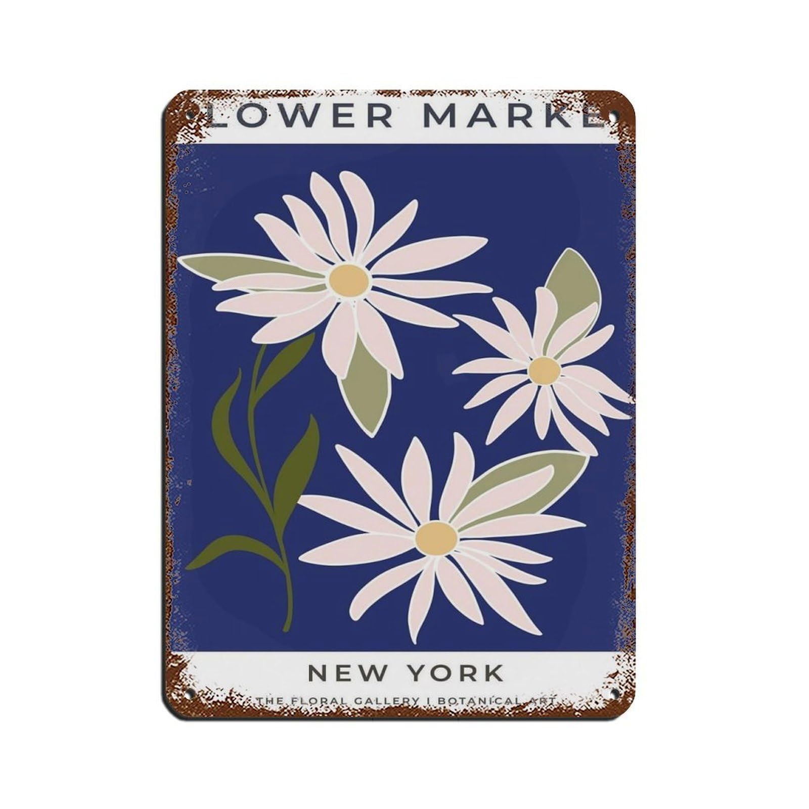 New York Travel Poster, Abstract Flower Poster (2) Tin Sign Vintage Metal Pub Club Cafe Bar Home Wall Art Decoration Poster Retro 12x16inch(30x40cm)
