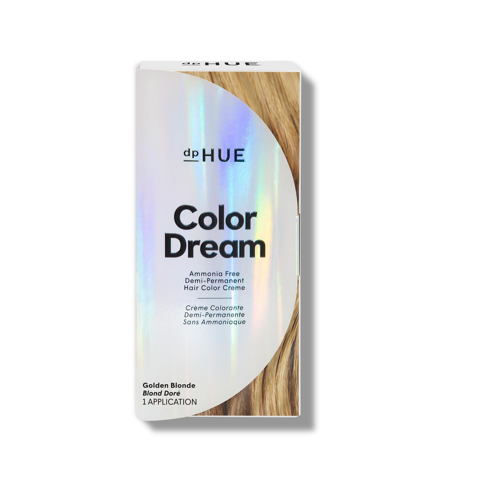 dpHUE Color Dream, Golden Blonde - Ammonia-Free, Demi-Permanent Hair Color - Lasts 16 Washes - Boosts Shine - Cruelty Free, Paraben Free, Sulfate Free, Leaping Bunny Certified - 4 oz