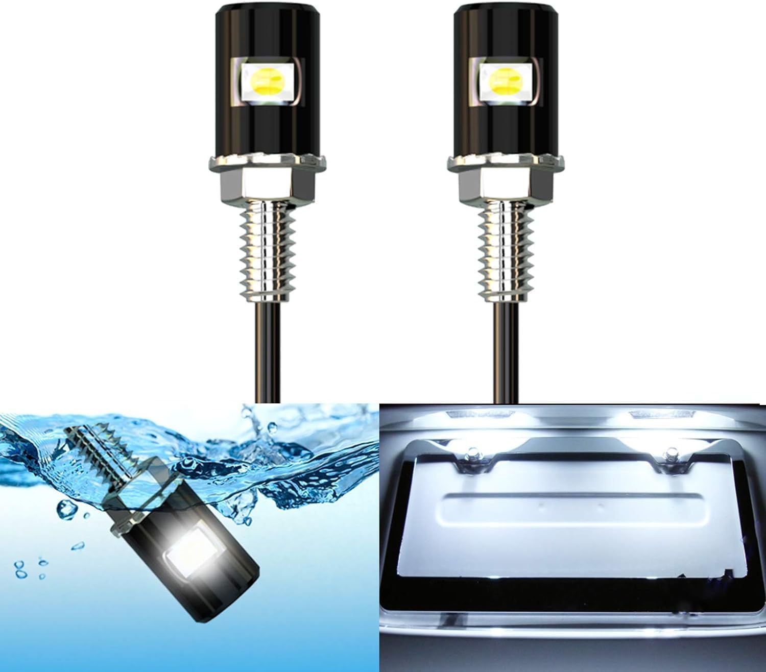 License Plate Light, License Tag Screw Bolt LED, Super Bright 12V Waterproof License Plate LED Bulb Motorcycle Tag Lights Legal for Motorcycle Bike Truck RV ATV