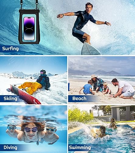 Janmitta WATERPROOF POUCH 8.9 BLACK Universal Oversized Floating Waterproof Pouch With Lanyard,Underwater Dry Bag For Iphone 15 14 13 12 11 Pro Max Xs Xr X,Samsung Galaxy S24 S23 S22 S21 Plus Ultra,Float Case Vacation Essential,Black thumb #5