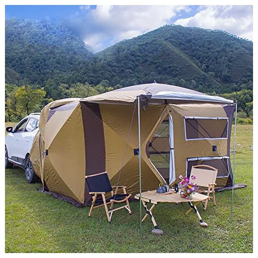 BMDHA Tienda De CampañA para Coche, 400 cm de Dos Habitaciones No es Necesario Construir Carpa Camping, Impermeable Multifunción Tienda De CampañA 4 Personas, 4-6 Personas