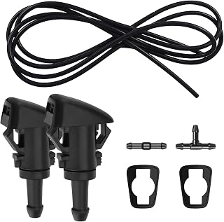 Middrivr Windshield Washer Nozzles Kit with 2M Hose & Connectors - Fits Jeep Grand Cherokee, Dodge Journey, Chrysler 300, RAM - Replaces 4805742AB, 5113049AA
