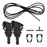 Windshield Washer Nozzles Kit, Washer Jet and 2 Meter Fluid Hose with Connector, Windshield Washer Hose Kit Compatible with Chrysler, Dodge, Jeep, Replaces OEM #: 4805742AB, 5113049AA