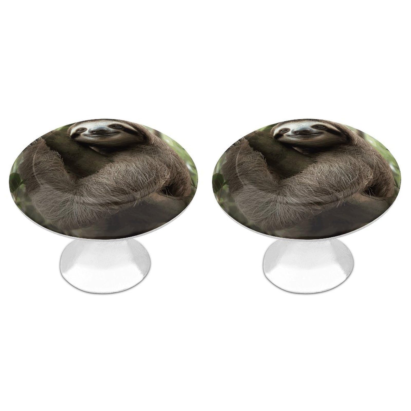LDGSUPH Sloth Animal Drawer Pulls Exquisite Round Cabinet Knobs Closet Door Pulls Sturdy Stainless Steel Door Handle Dresser Drawer Knobs Cabinet Handles for Furniture Pull 2pcs