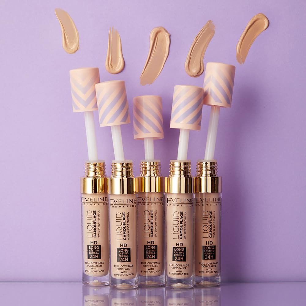 Eveline Cosmetics Liquid Camouflage wodoszczelny korektor z kwasem hialuronowym – nr 02 | Nowa edycja Liquid Camouflage zapewnia nieskazitelne krycie i korzyści pielęgnacyjne skóry
