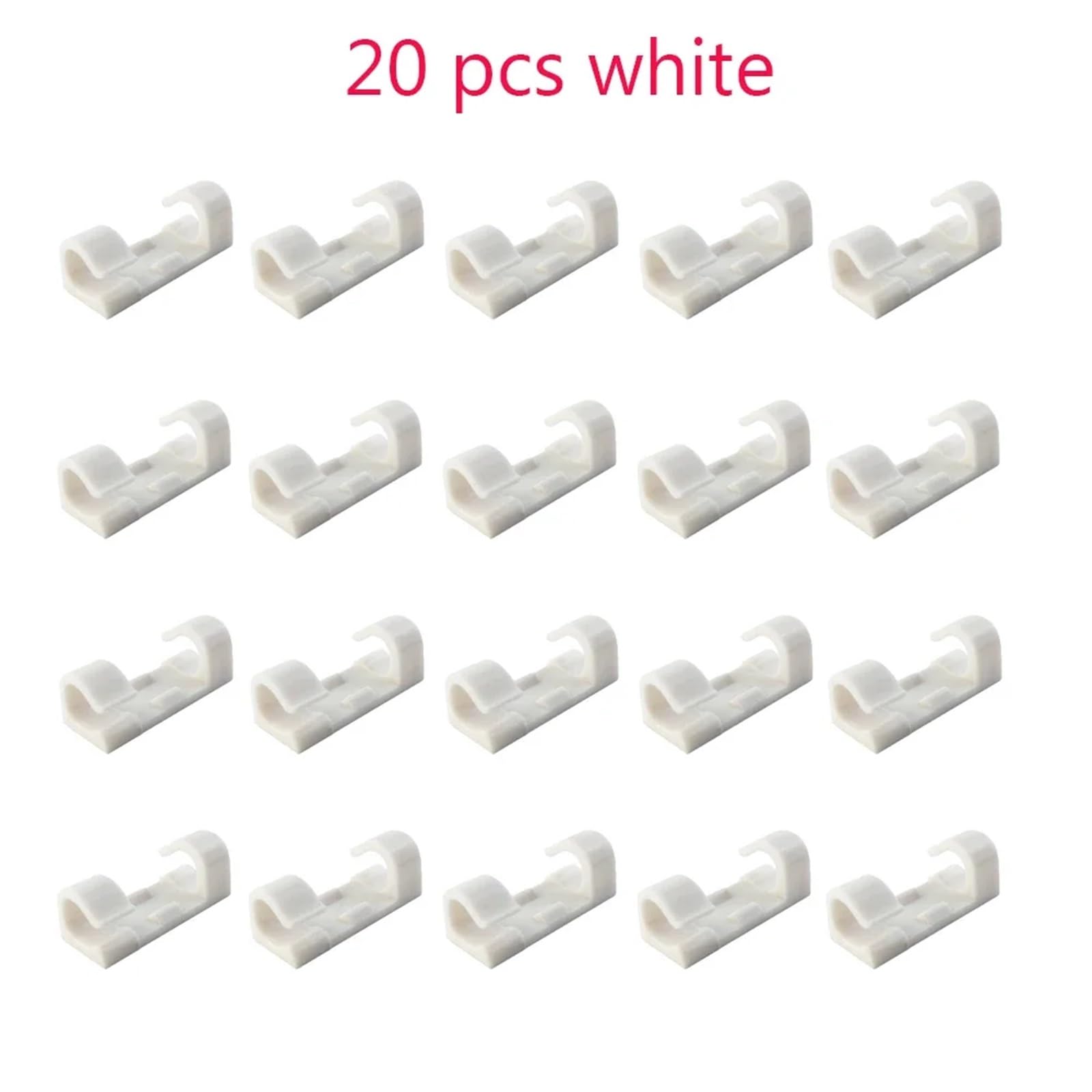 20 Stück selbstklebende Kabelklemmen, Klemmen for Tisch und Wand, Organizer, Halterung for Computer, USB-Ladedatenkabel(20 pcs white)