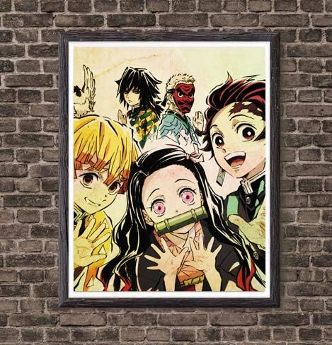 MS Fun Anime Poster Nezuko Digital Canvas Art Prints Poster,Set of 8,8 x 10 Inches,No Frame