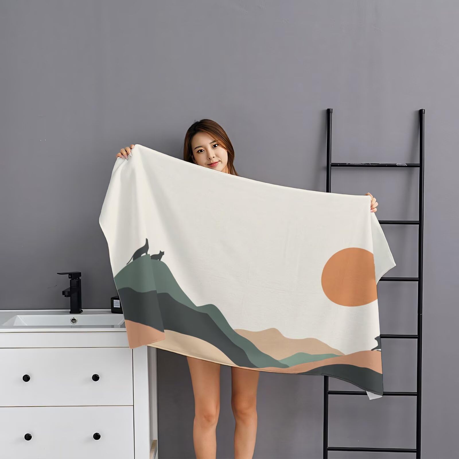 2 szt., bardzo duże 100 x 220 cm, kreskówkowy, szybkoschnący ręcznik z mikrofibry, bez piasku, plażowy, lekki podróżny, kompaktowy ręcznik kempingowy z torbą do przechowywania, chłonny, dla kobiet