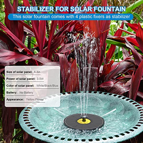 Yzert Solar Bird Bath Fountains, Upgraded Glass Panel Solar Fountain Pump For Bird Bath Small Ponds Pool Outdoor, 3.5W Solar Water Fountain With 4 Fixed Pipes 7 Nozzles(Black) #TOP2