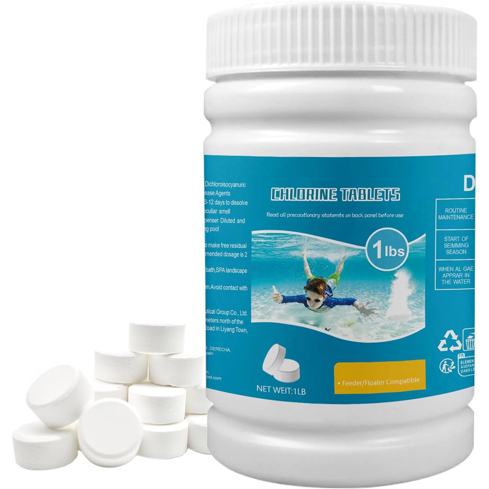 Swimming Pool Cleaning Tablets, Multifunction Cleaning Tablets, 1 Inch large Cleaning Tablets for Hot Tub, Swimming Pool Paddling Pool Spa Bathtubs