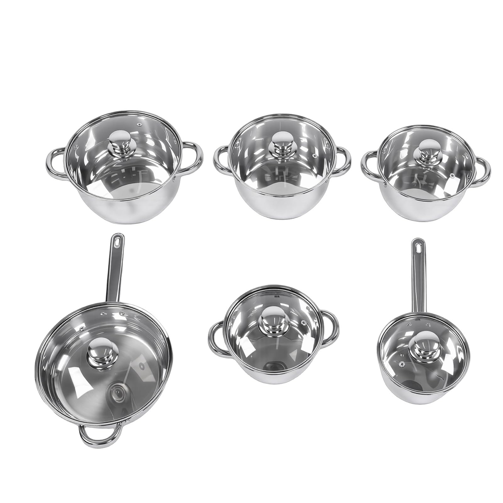 Jectse 15-teiliges Kochgeschirr-Set aus Edelstahl, Töpfe und Pfannen-Set mit Deckel, Küchen-Kochgeschirr- Zum Kochen, Kochutensilien aus Edelstahl, Kochutensilien für die Küche