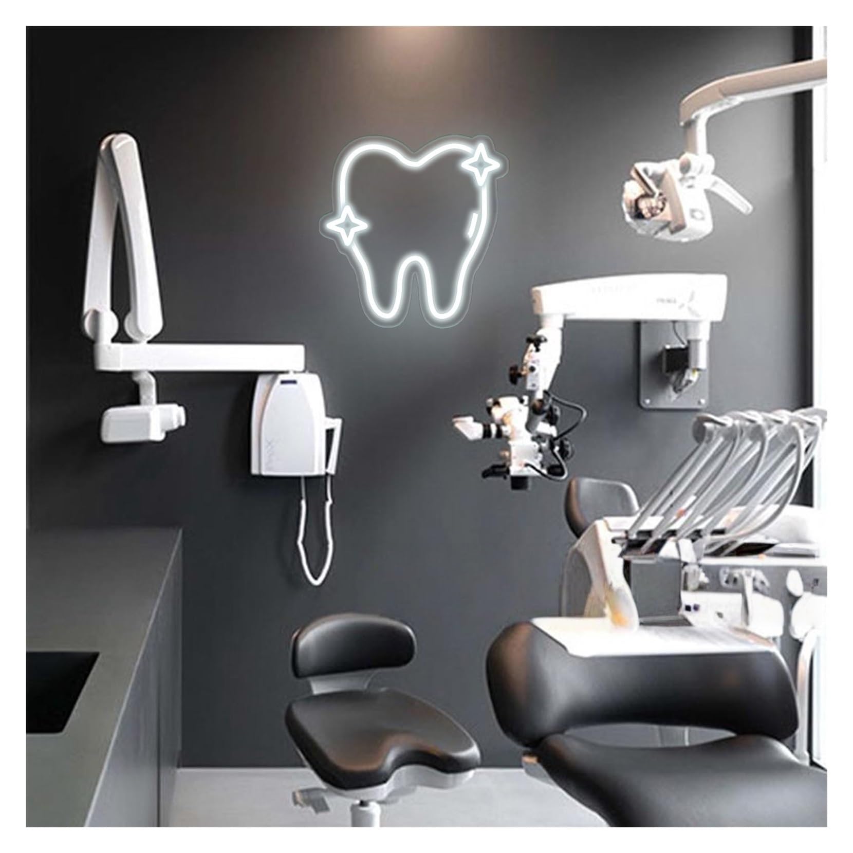 RONGCH Hanging Art Signs Tooth Neon Sign,Suitable for Dental Office Display Wall Decor with Dimmable 30cmx30cm(A)