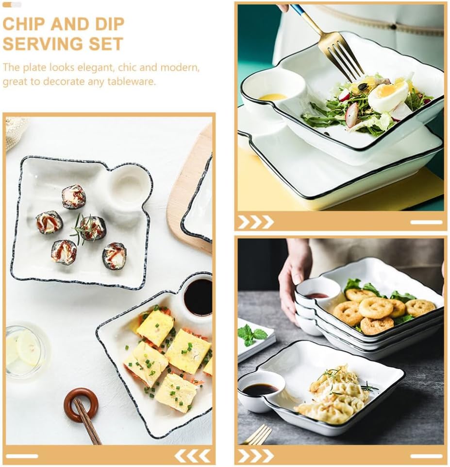 Hemoton Ceramic Sushi Plate Set Dividers Sushi Dishes Set for Japanese Food Decorative