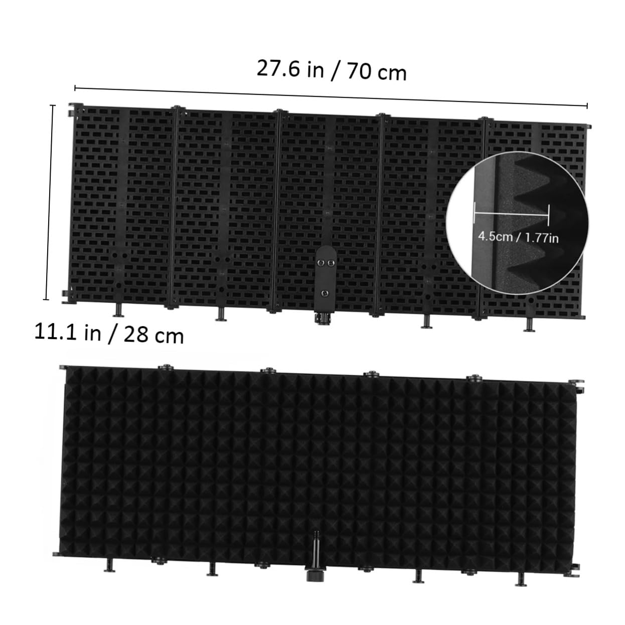 Micrófono Aislamiento Acústico Plegable con Espuma Absorbente Resistente y Fácil de Instalar para Estudio Podcast y Grabación Escritorio o Soporte con Tornillos Ajustables