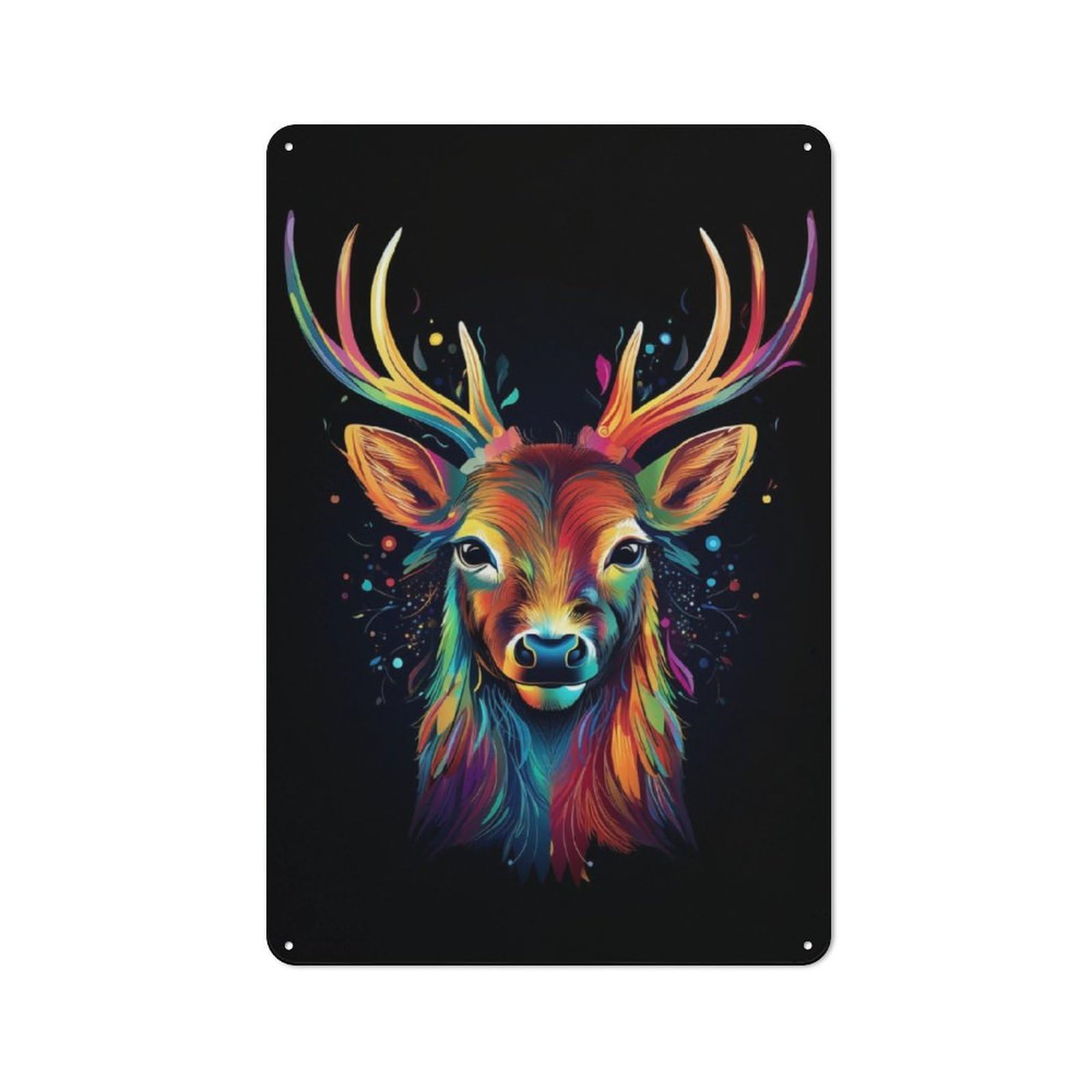 Junmoney Deer Pop Art Colors Classic Metal Gift Sign 30X20cm, Small Space Decor For Home, Shop, Pub Or Studio Wall