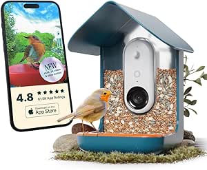 Birdbuddy PRO Non Solar Smart Bird Feeder with Camera - AI Bird Species Identification, 5MP Photos, 2K HD Video Live Stream Camera, Slow-Motion Video, 2.6in Focus - Blue - Non Solar asin的图片