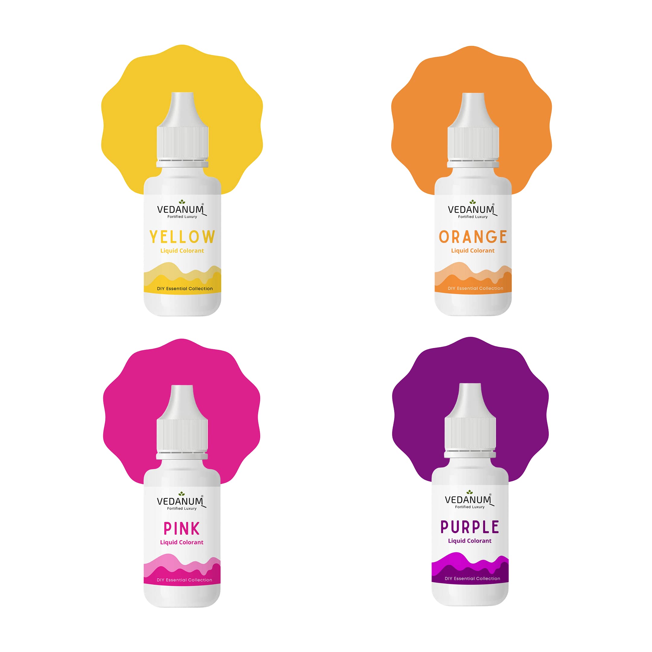 DIY Premium Liquid Colors for Soap Making, Bath Bombs, Bath Salts, Cosmetics, Skin Friendly Pigments, Pack of 4 (15 ml Each) Yellow, Orange, Pink, Purple-image-45