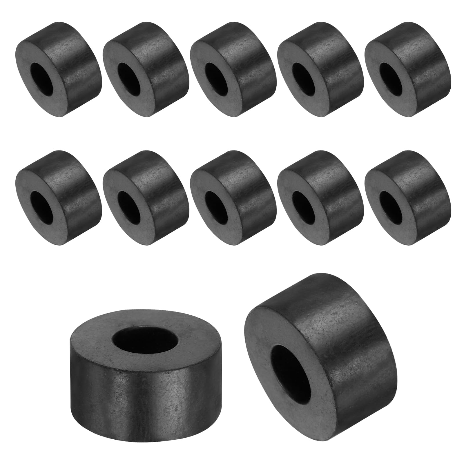 QUARKZMAN 12 sztuk gumowych podkładek dystansowych, średnica zewnętrzna 20 mm, średnica wewnętrzna 8 mm, wysokość 10 mm, czarne, okrągłe tulejki dystansowe, grube gumowe podkładki dystansowe