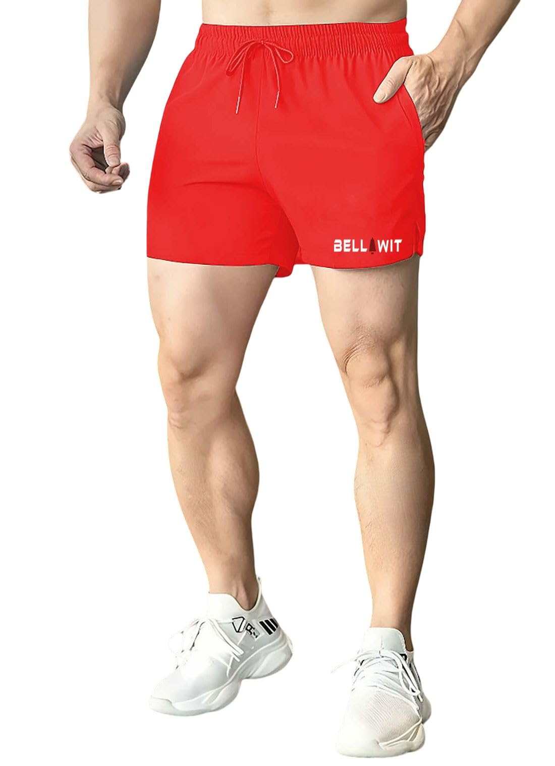 Bellwit Men's Premium Polycotton Casual Ribbed Shorts || Elastic & Drawstring Waist with 2 Pocket || Loose Fit Lightweight Perfect for Workout, Summer Slit Shorts-picture-34