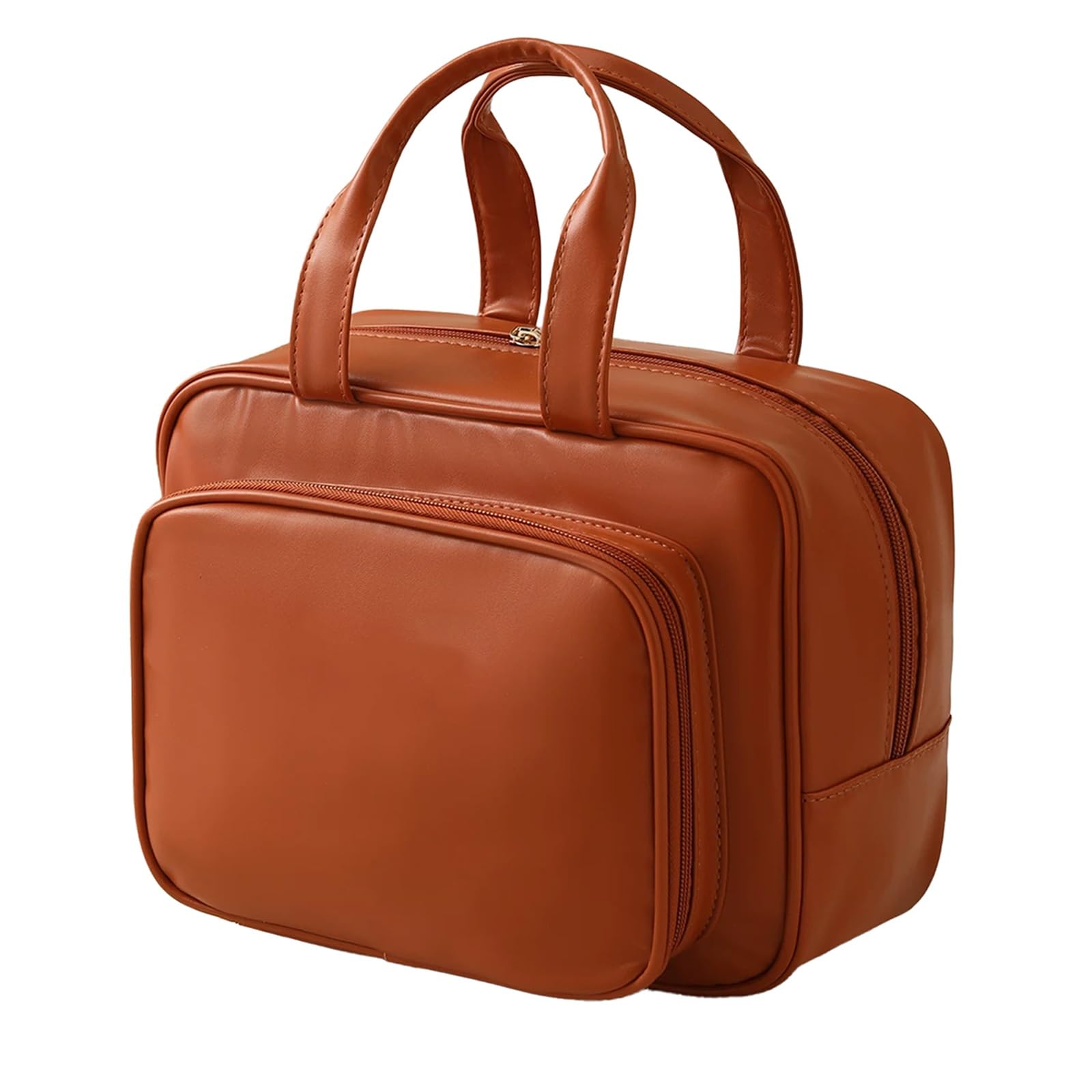 Borsa Cosmetica, Borsa da Toilette da Viaggio Morbido e Resistente All'acqua per Donna, con Scomparti Multipli e Ampia Capacità, Ideale per Cosmetici Articoli di uso Quotidiano(Brown)