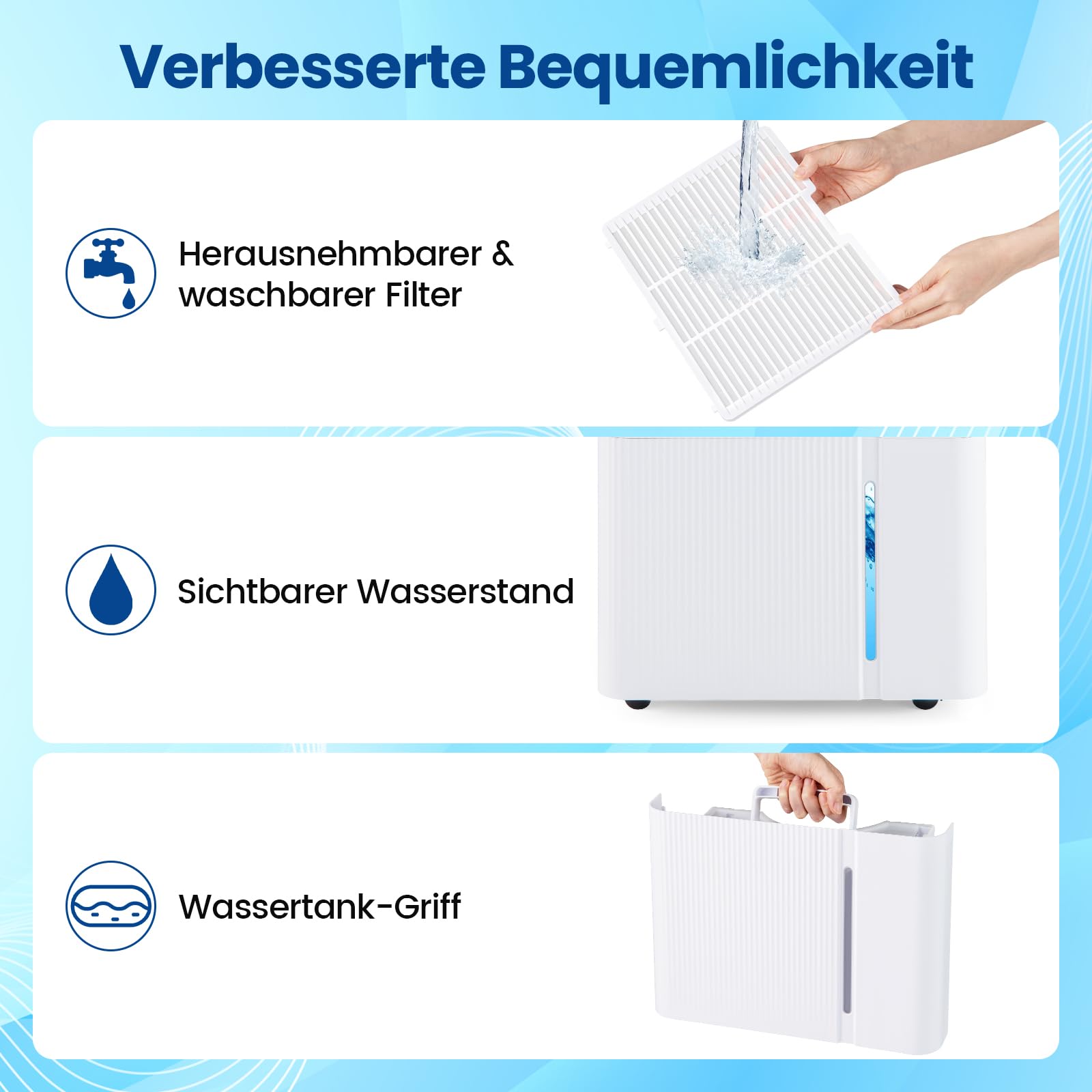 COSTWAY 40 L/Tag Luftentfeuchter, leiser Entfeuchter mit 3 Modi, 24h Timer & LED Anzeige, Raumentfeuchter mit Kindersicherung & Ablaufschlauch, Dehumidifier auf Rollen für Schlafzimmer & Keller