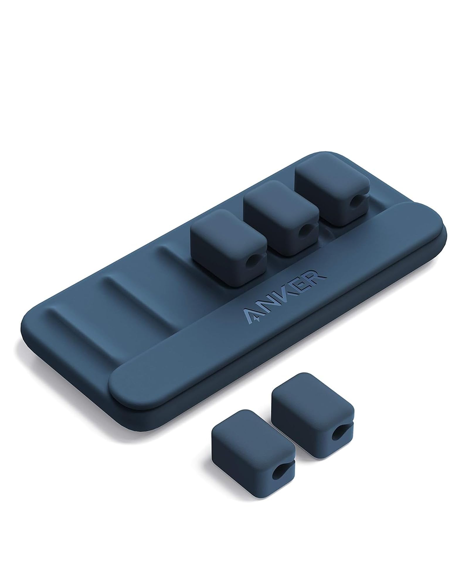 Wielofunkcyjny organizer do kabli Anker – 5 klipsów do kabli Lightning, USB C, Micro i innych kabli – przyczepia się do drewna, marmuru, metalu, szkła (niebieski, zestaw 2 szt.)